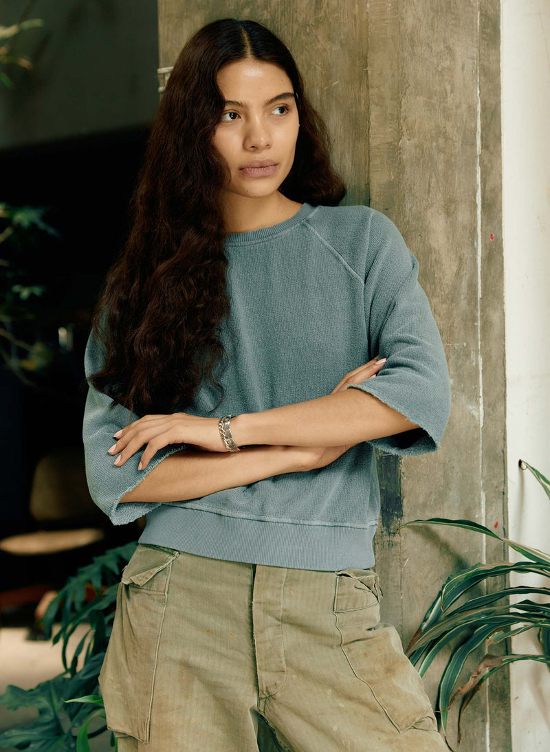 the cut sleeve sweatshirt in sage