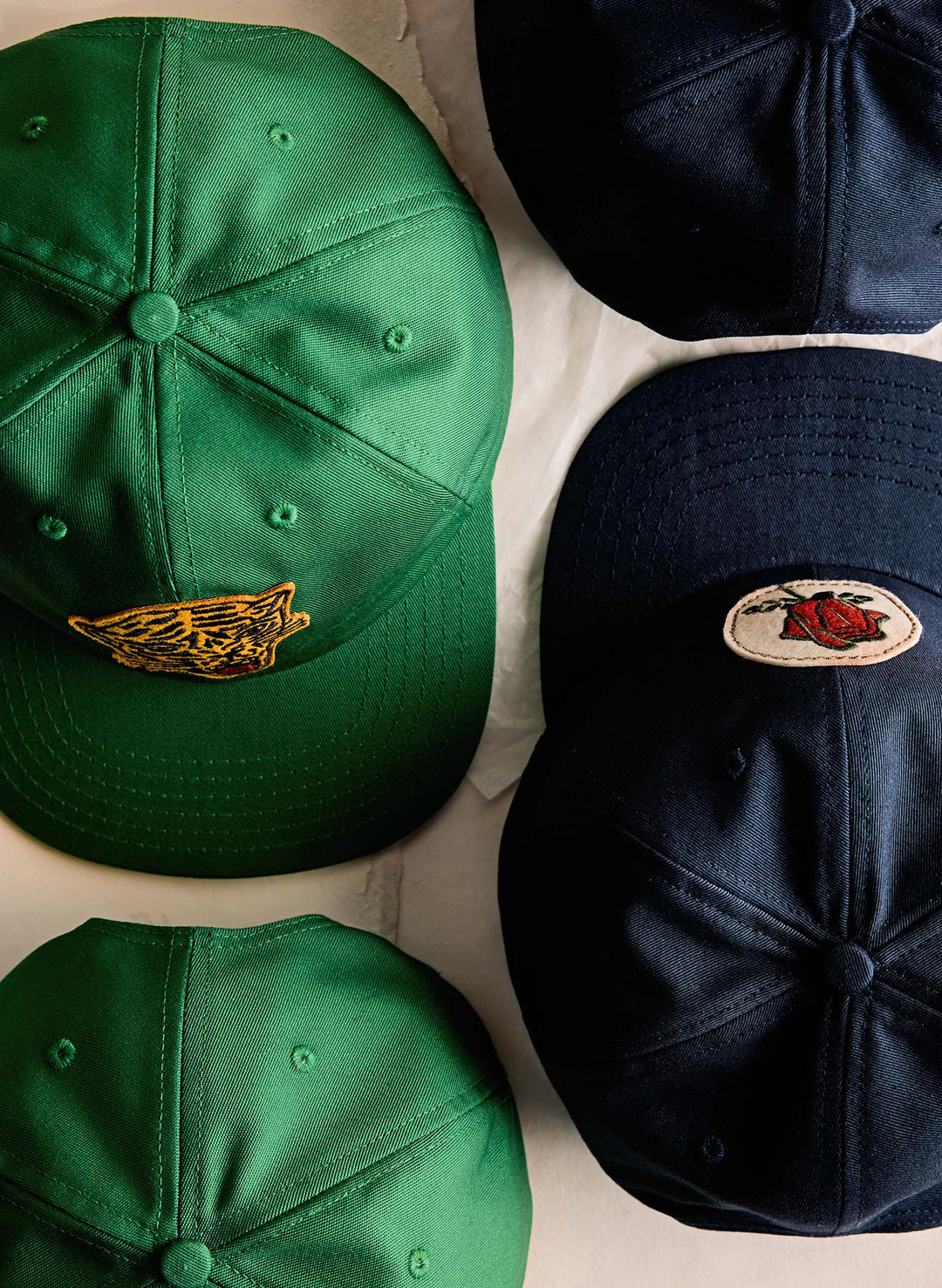 a group of hats on a table