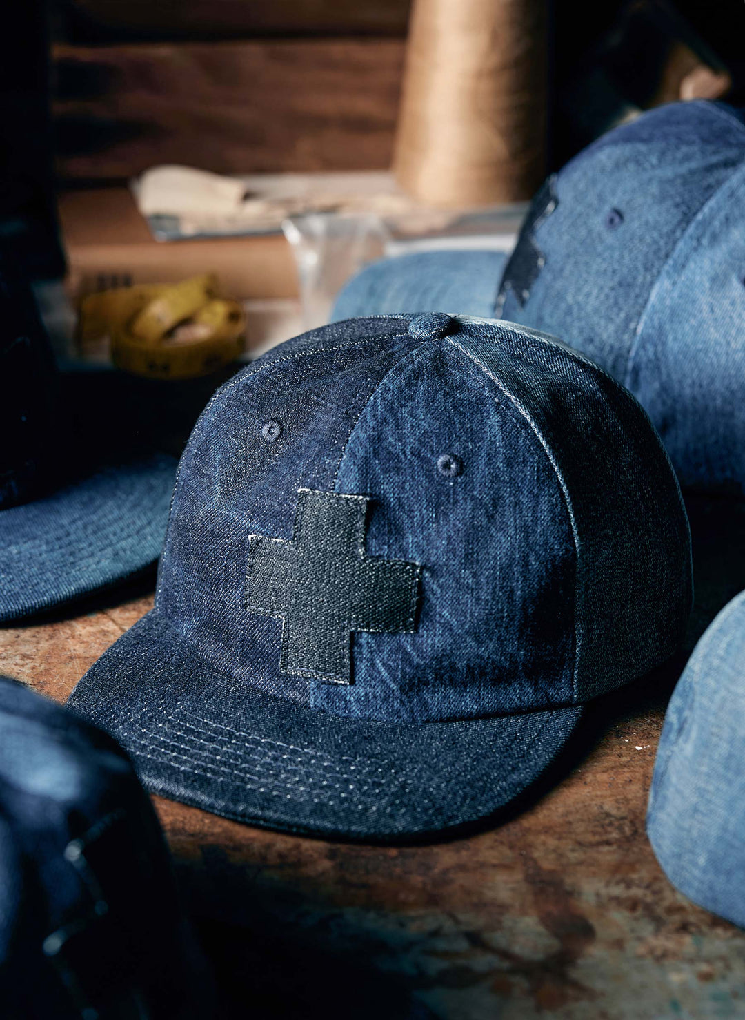 love fades recycled denim "plus" cap