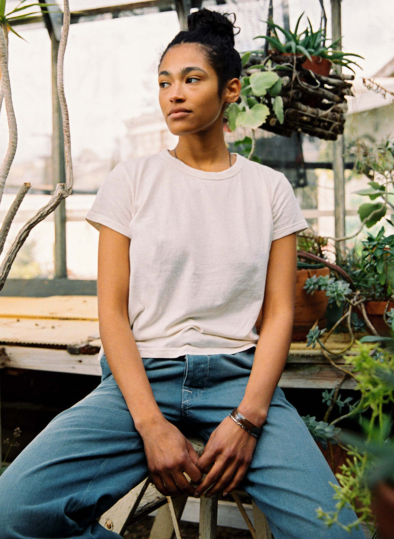 the drop tee in vintage white