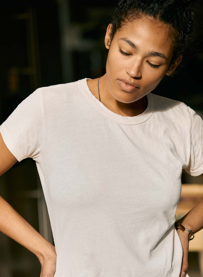 the drop tee in vintage white