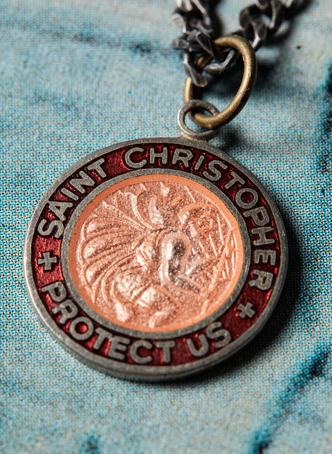 vintage "st. christopher" medal pendant