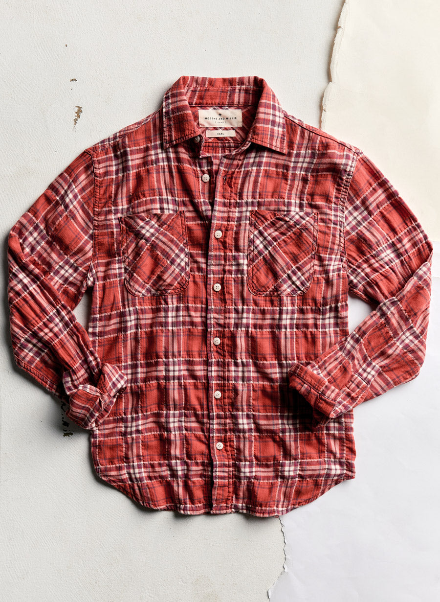 a red and white plaid shirt