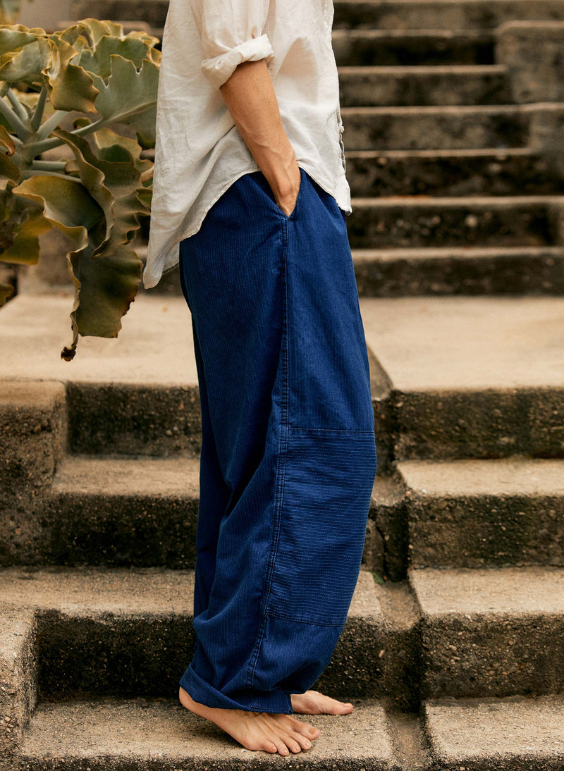 the flight pant in sashiko indigo