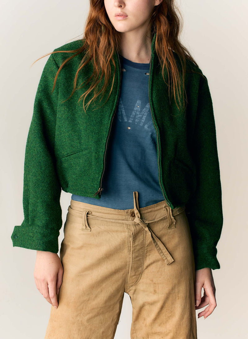 the cropped wool souvenir jacket in fern