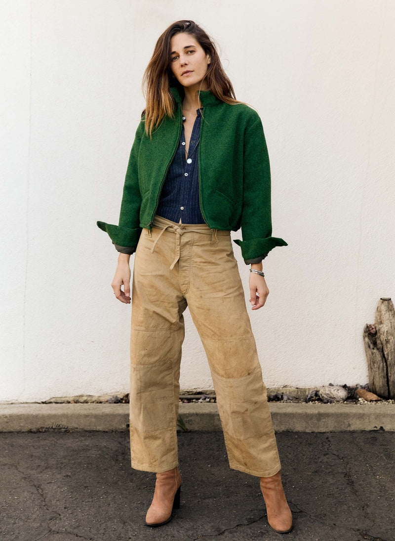 the cropped wool souvenir jacket in fern