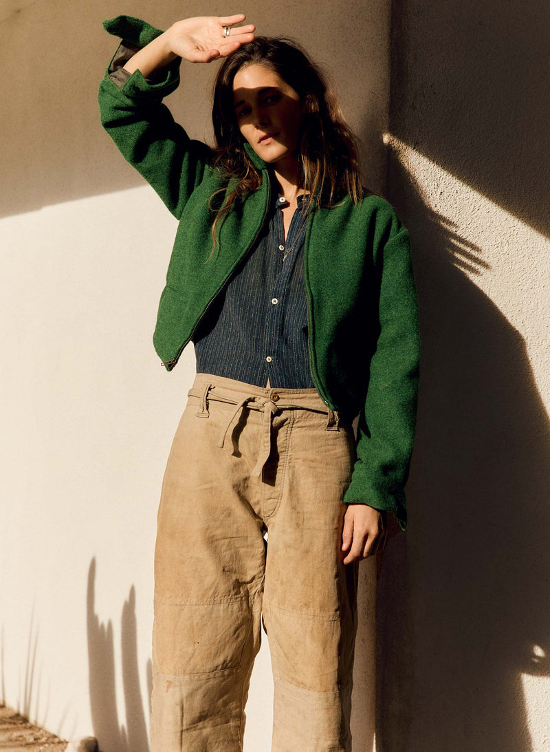 the cropped wool souvenir jacket in fern