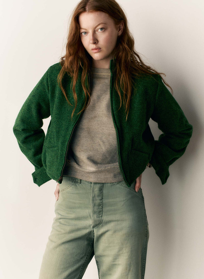 the cropped wool souvenir jacket in fern