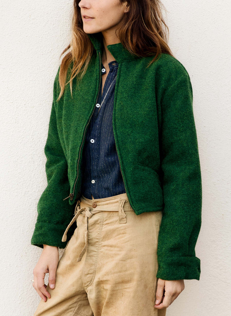 the cropped wool souvenir jacket in fern