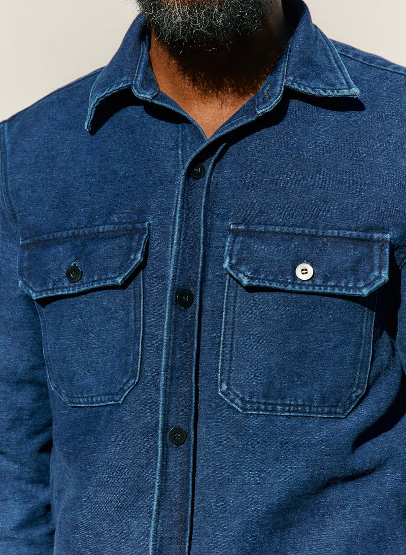 the griffin workshirt in indigo - Model