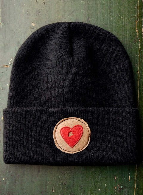 knit "heart" watch cap