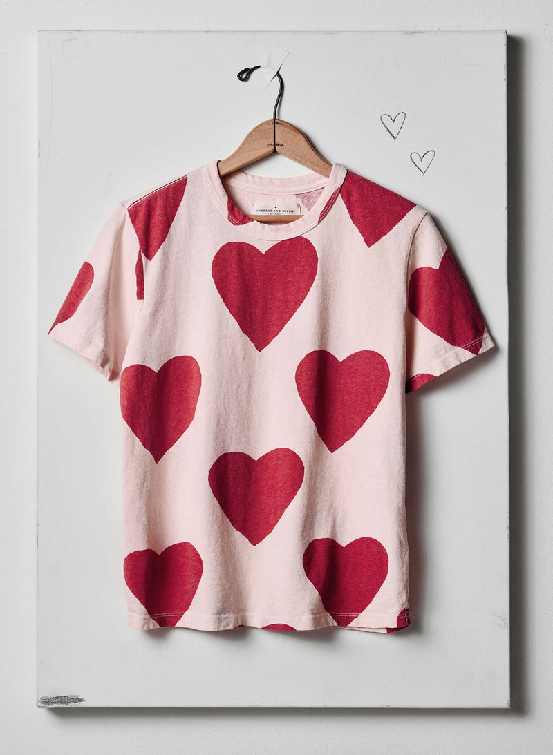 the "hearts all over" tee