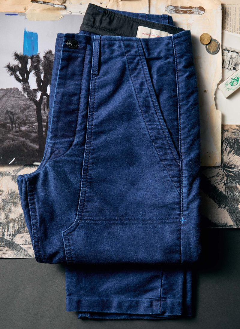 hencye moleskin workpant in indigo