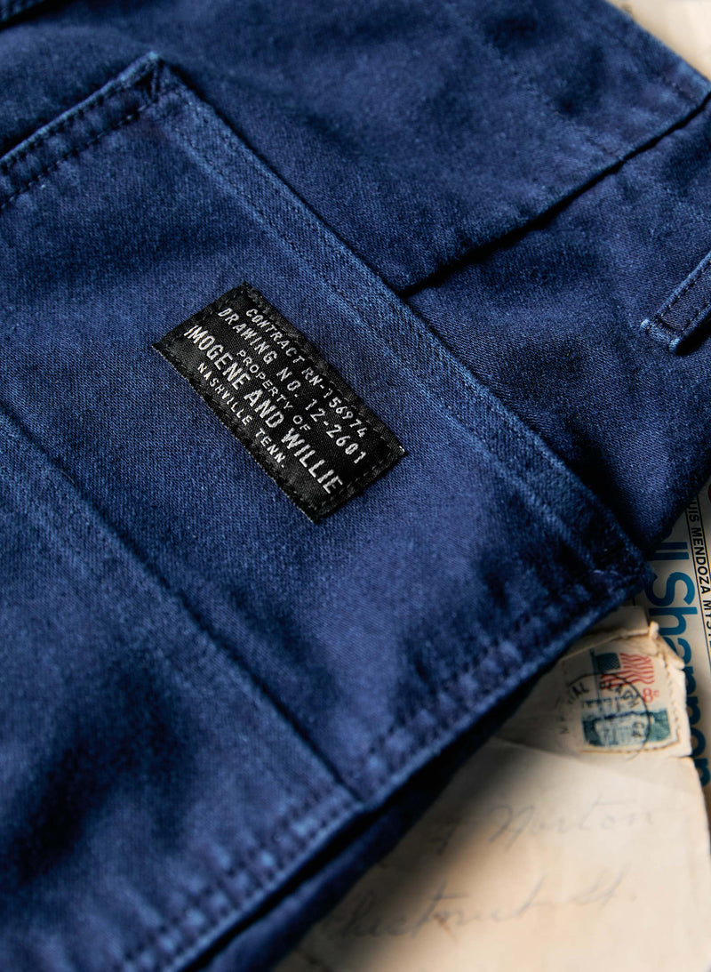 hencye moleskin workpant in indigo