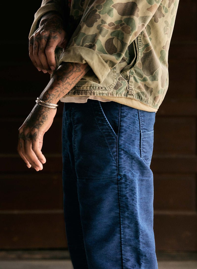 hencye moleskin workpant in indigo