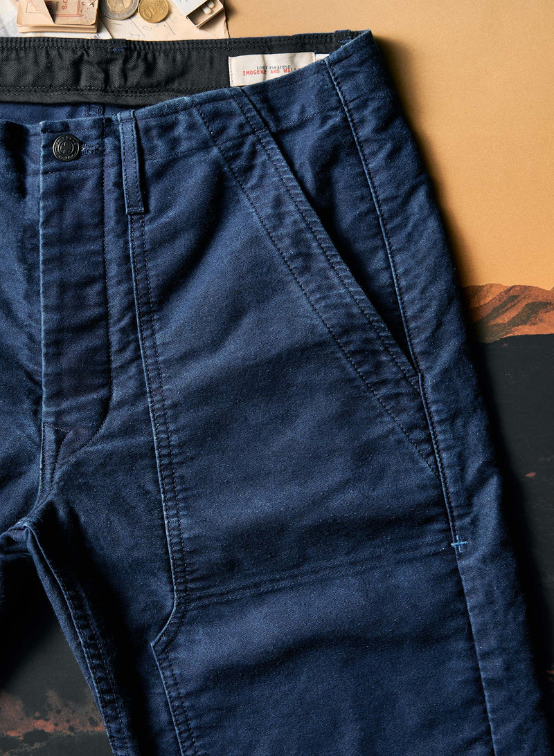 hencye moleskin workpant in indigo