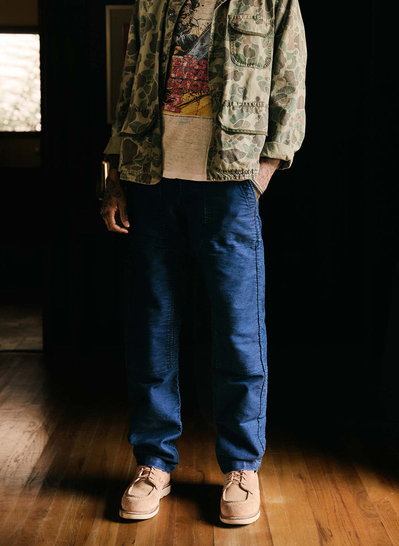 hencye moleskin workpant in indigo