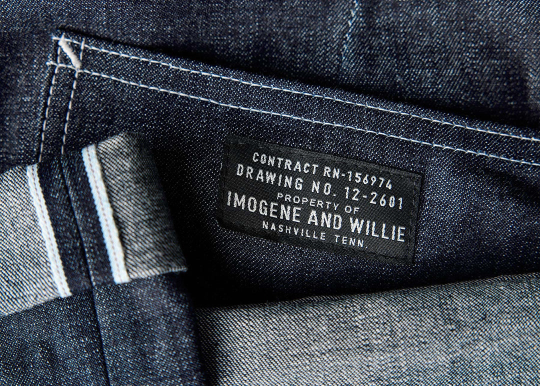 a label on a jeans pocket