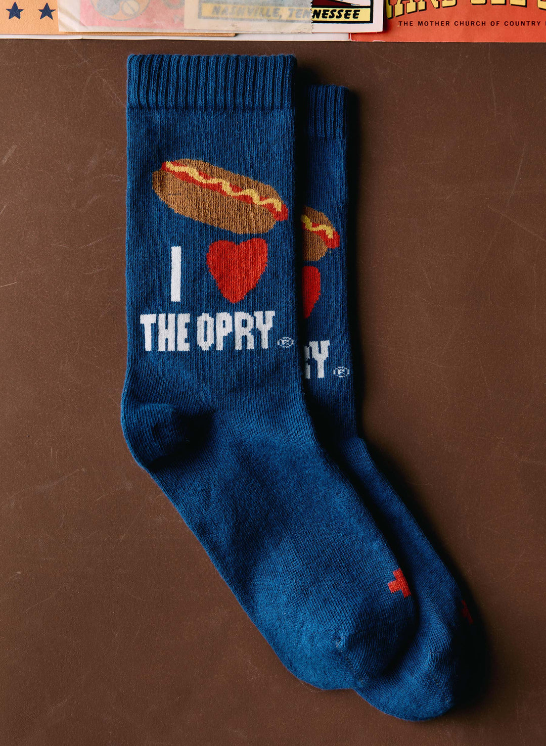 the i+w x opry "hot dog" sock