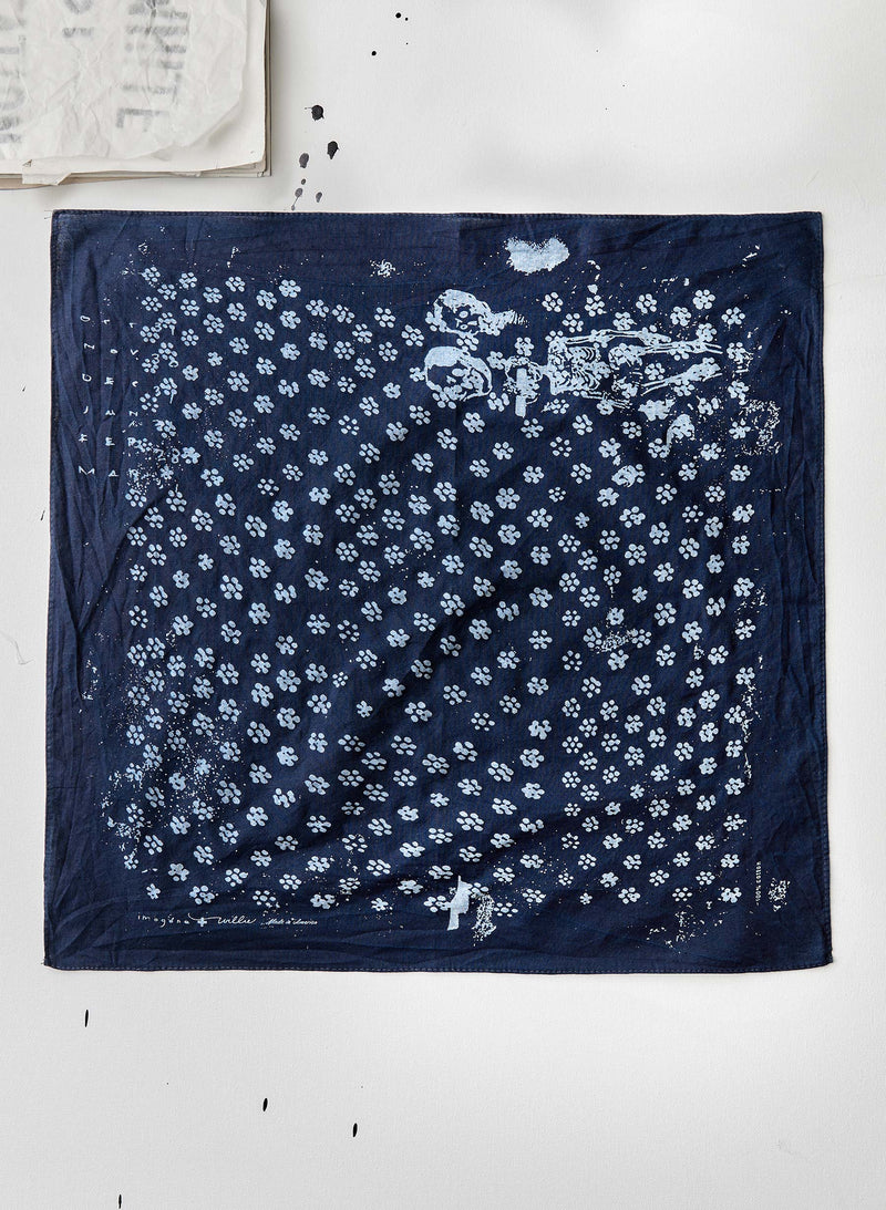 indigo "flower print" bandana