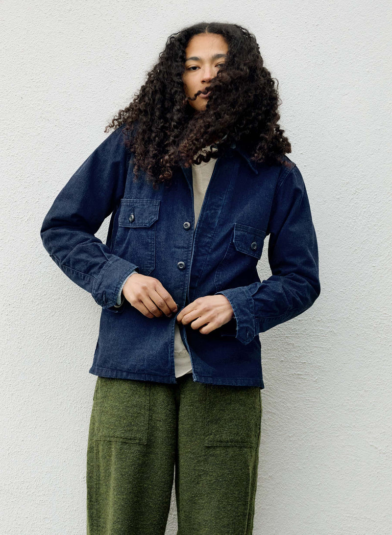 military shirt jacket in indigo