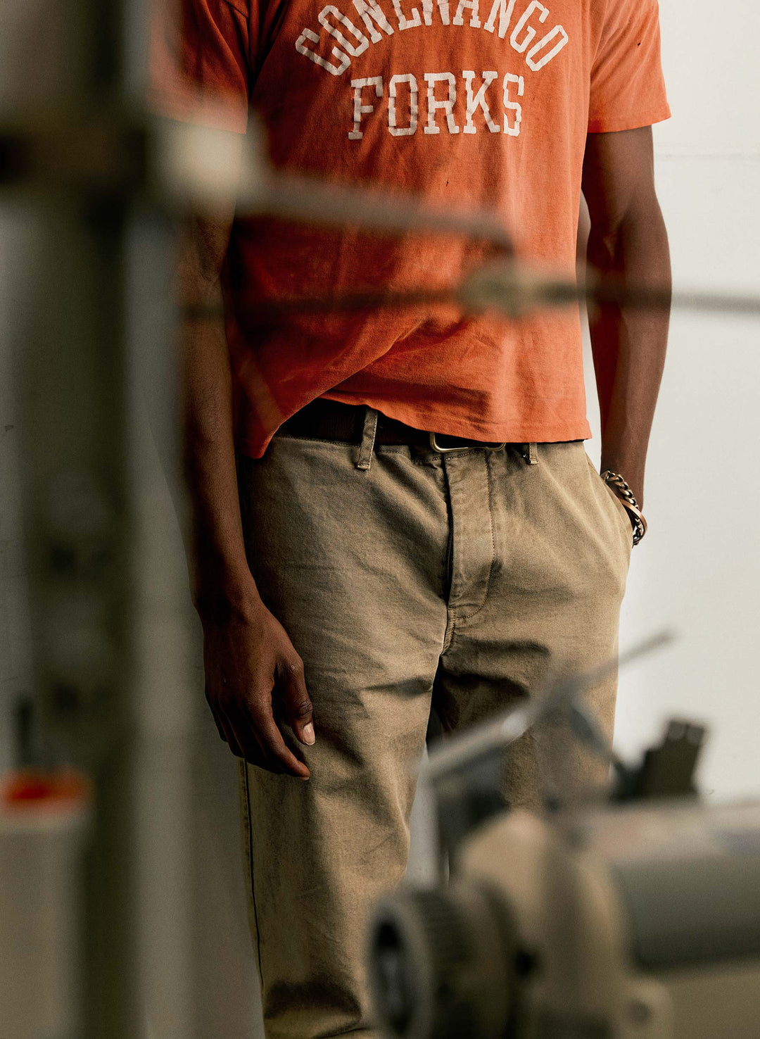 a man in a red shirt