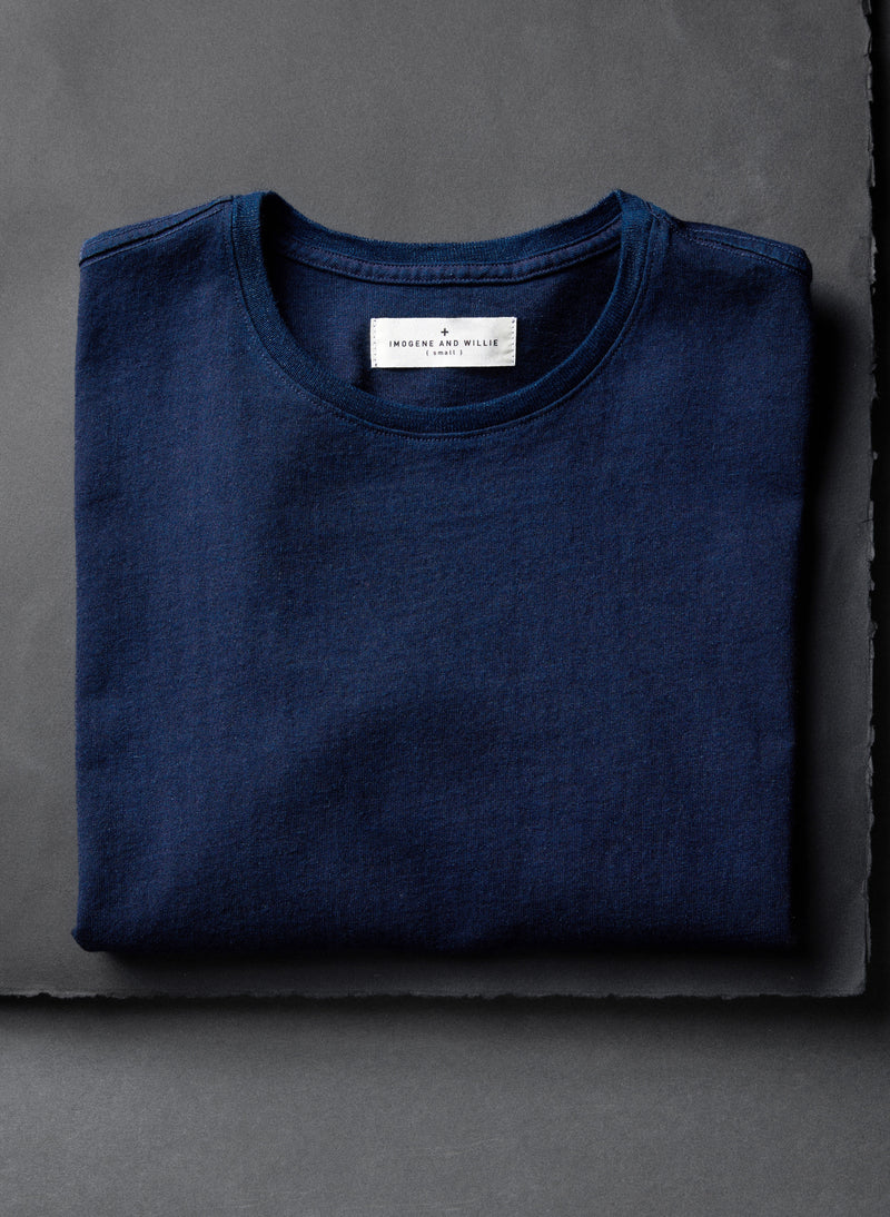 knit indigo crew