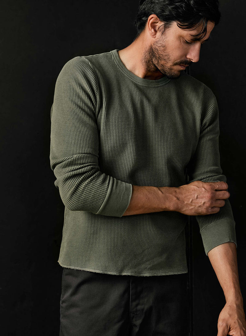 the long sleeve thermal crew in olive