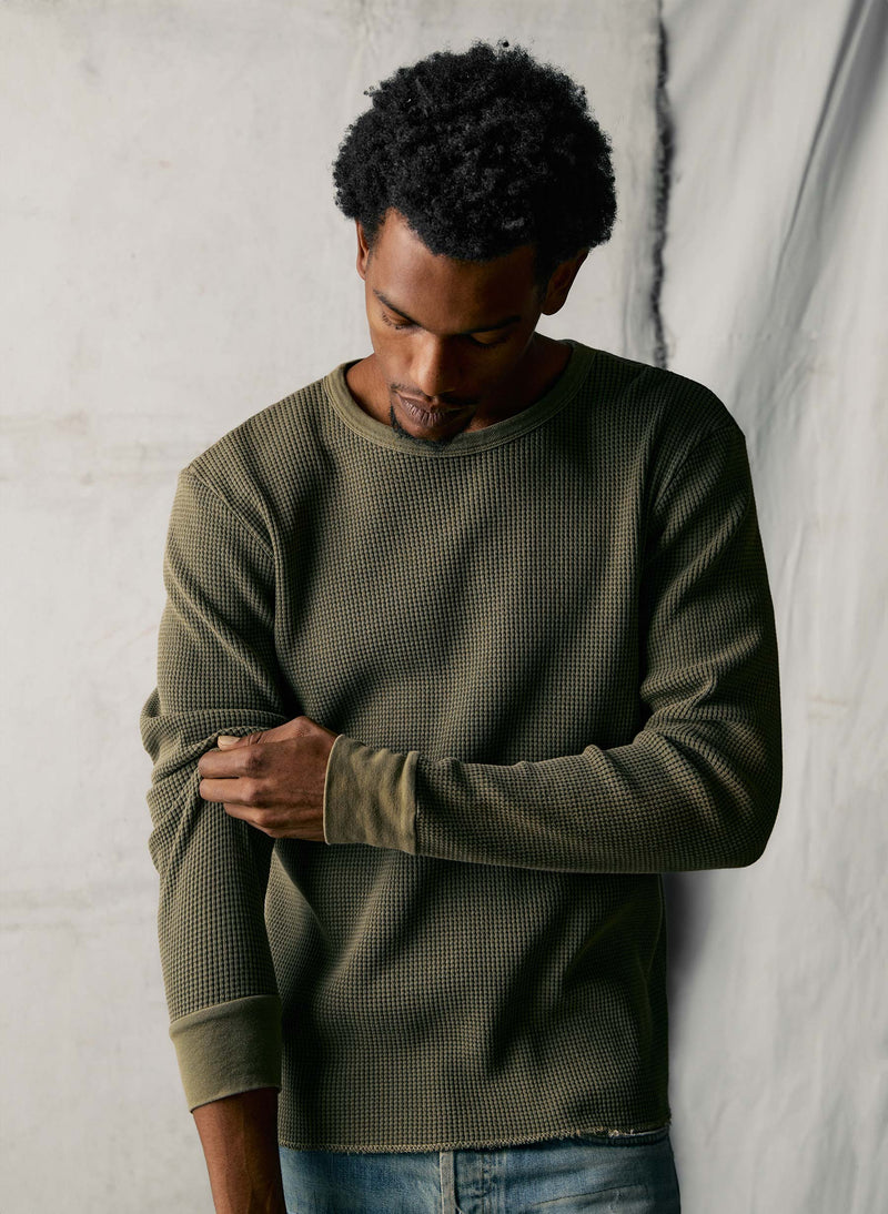 the long sleeve thermal crew in olive