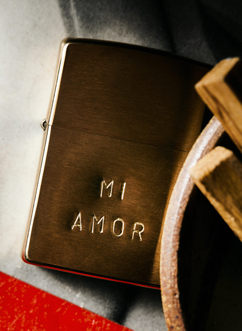 hand stamped "mi amor" zippo - Model