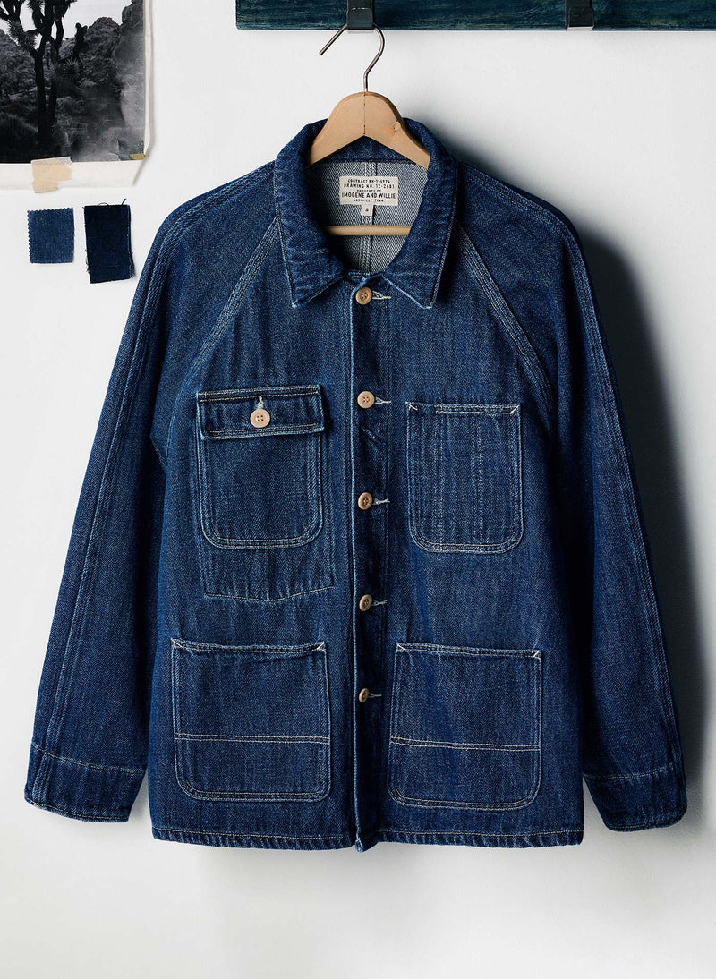 mill valley raglan jacket in indigo - Model