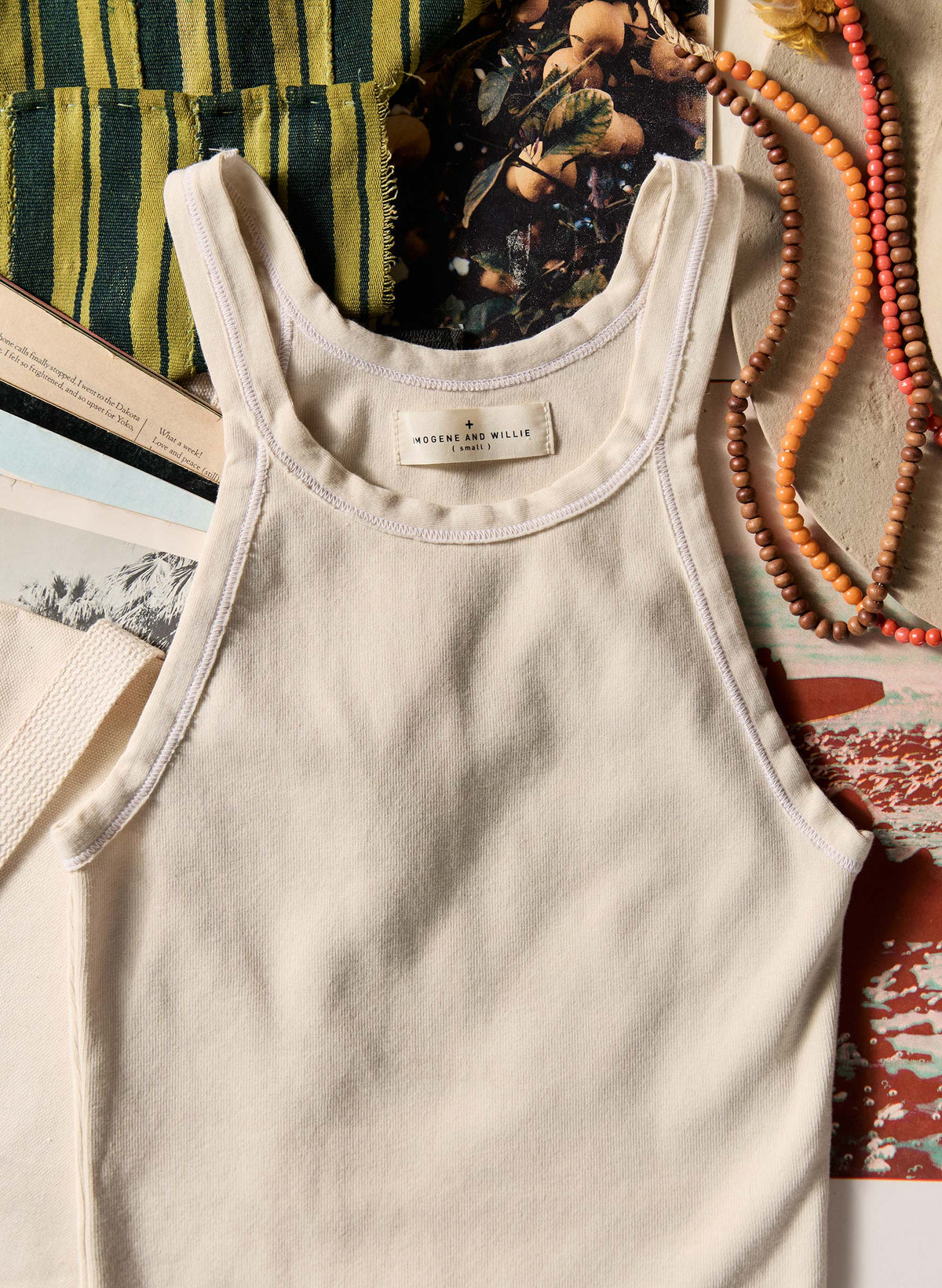White Racerback vintage white ribbed racerback tank – imogene + willie