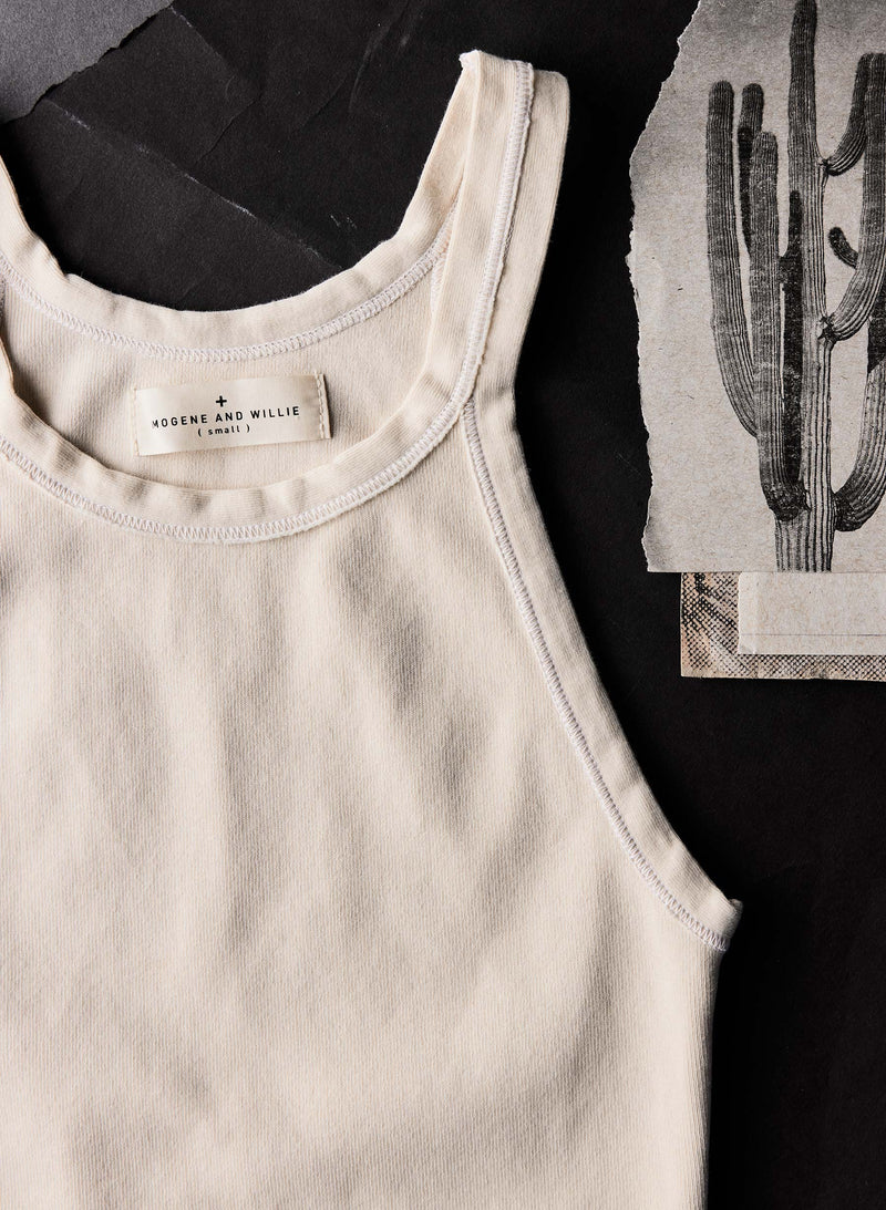 vintage white ribbed racerback tank