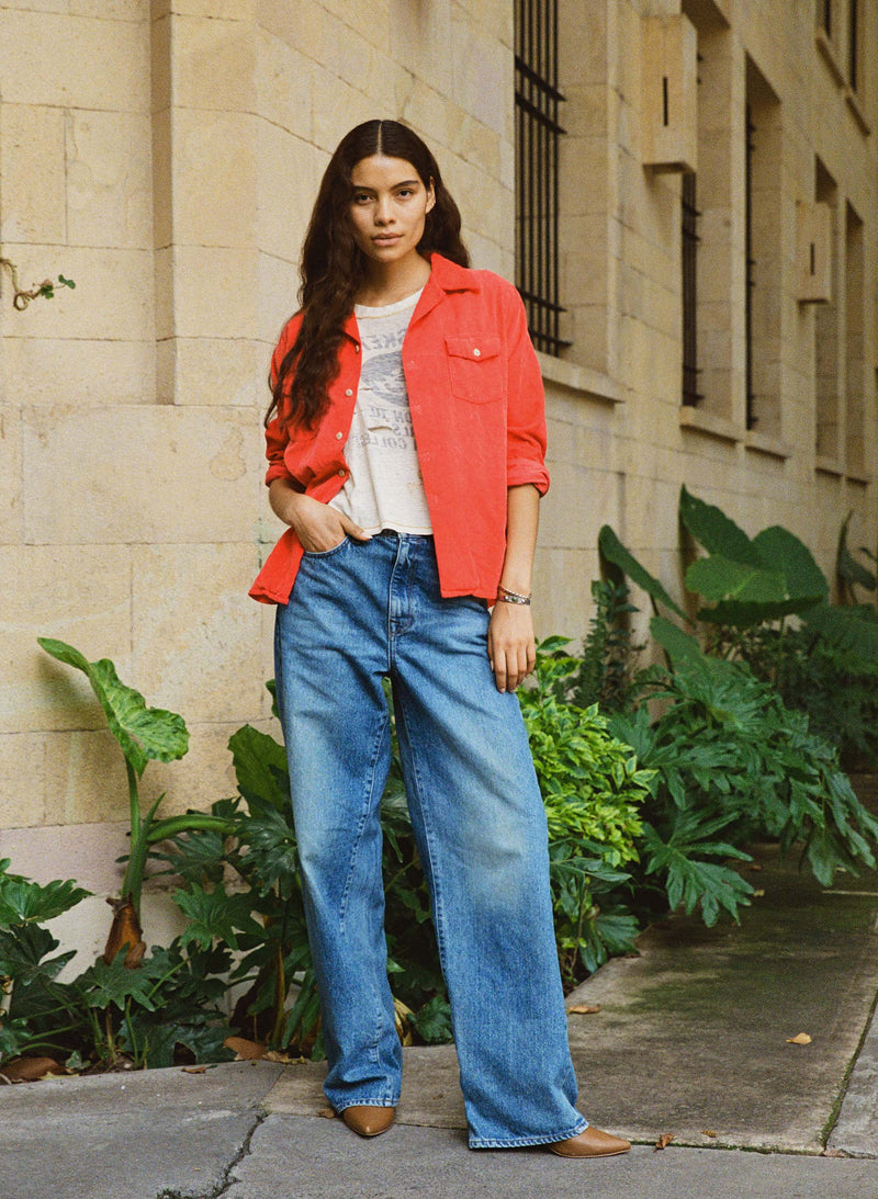 the palmer corduroy shirt in poppy