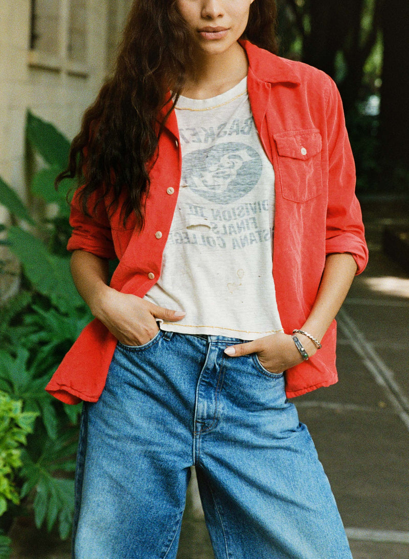 the palmer corduroy shirt in poppy