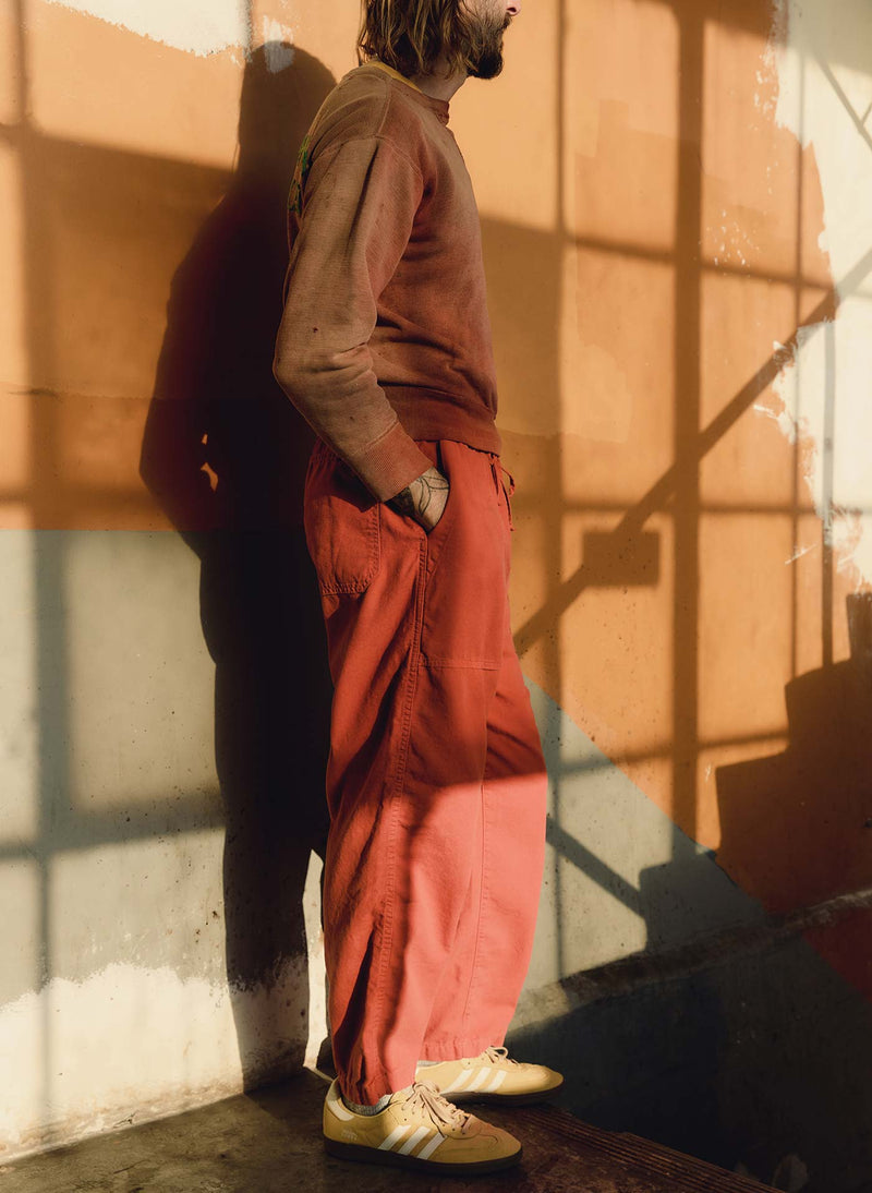 the ventura chore pant in sunfaded red