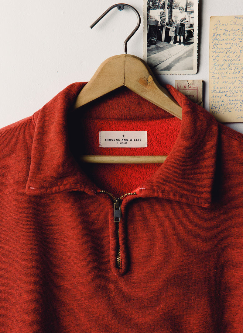 the quarter zip heather red pullover - Model