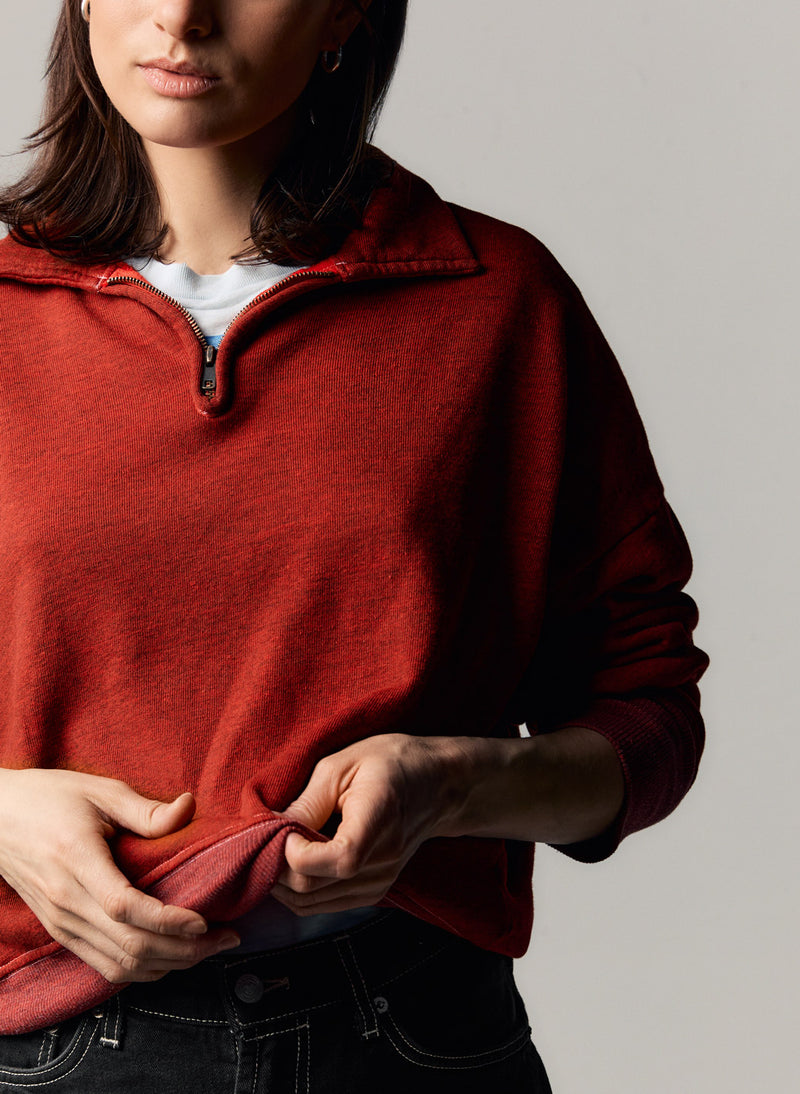 the quarter zip heather red pullover