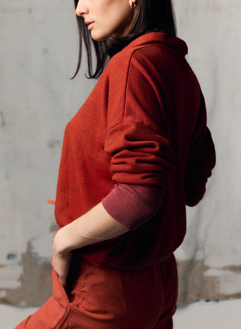 the quarter zip heather red pullover