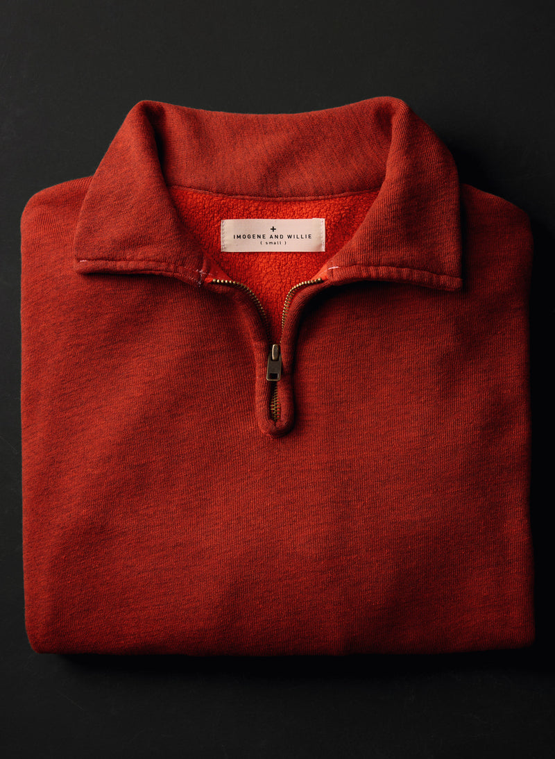 the quarter zip heather red pullover