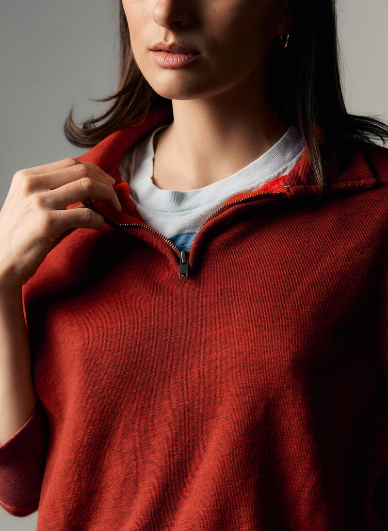 the quarter zip heather red pullover