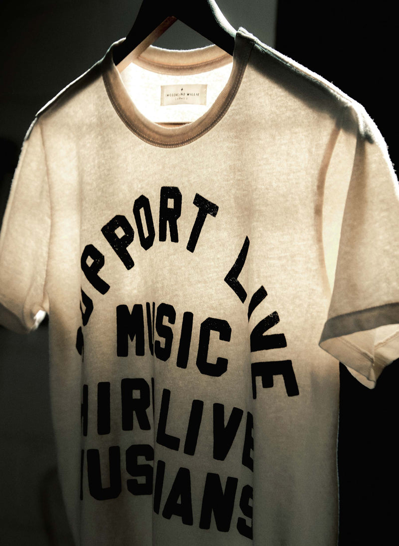 the "support live music" tee in vintage white - Model