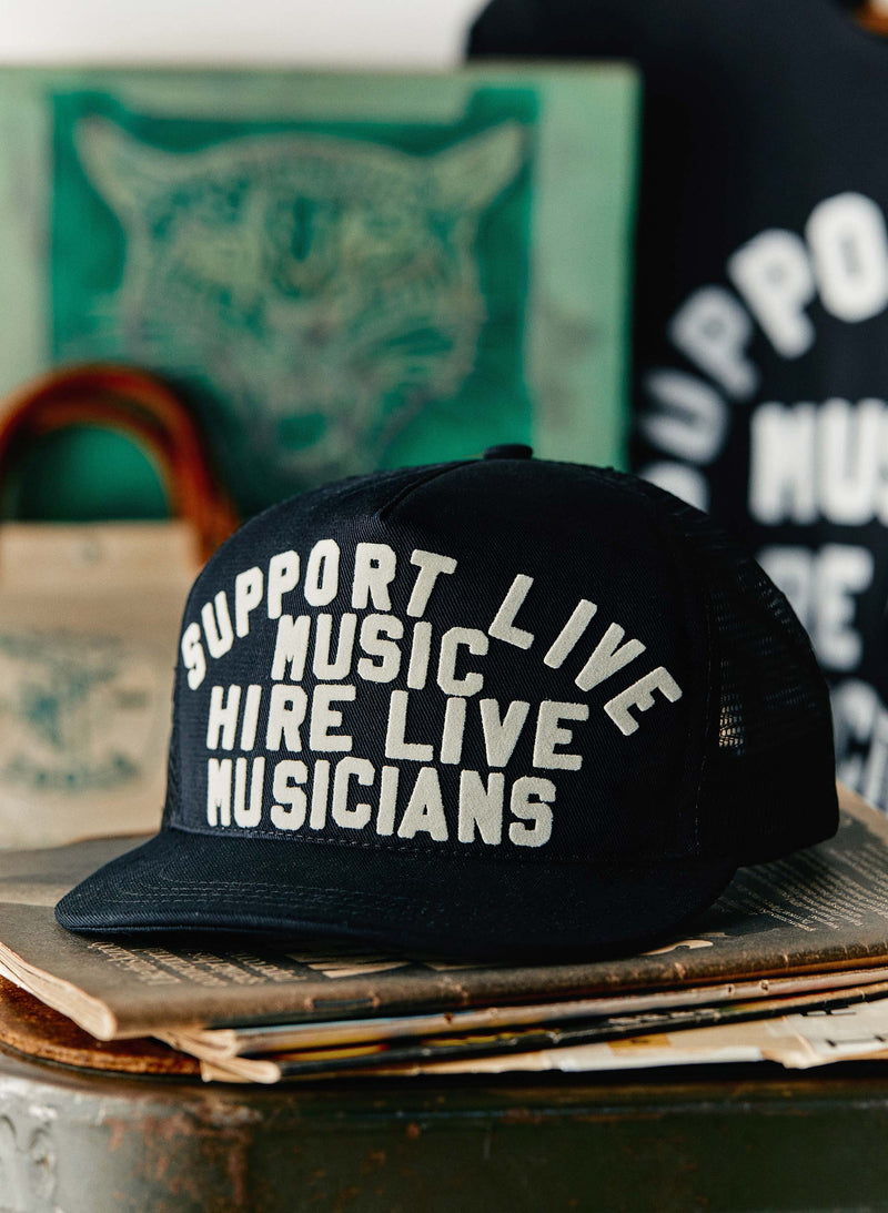 the "support live music" trucker - Model