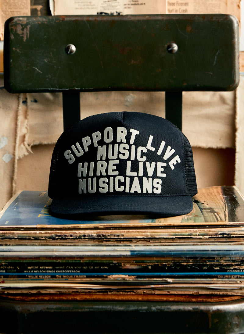 the "support live music" trucker