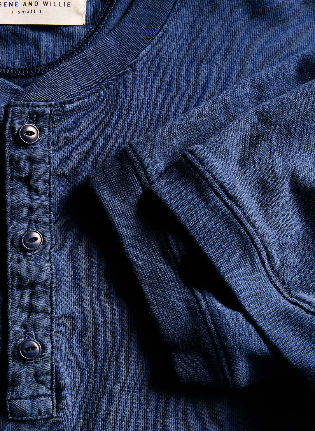 a close up of a blue shirt