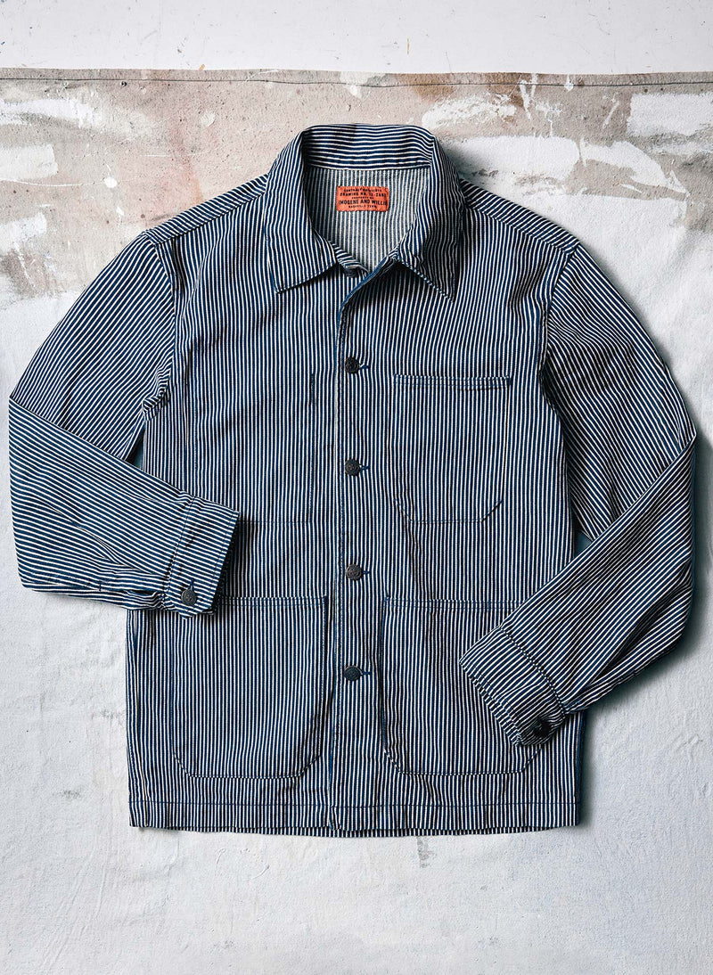 the utility coat in hickory stripe