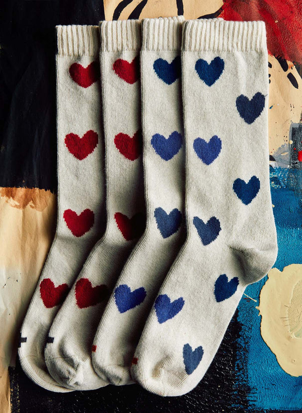 a group of socks with hearts on them