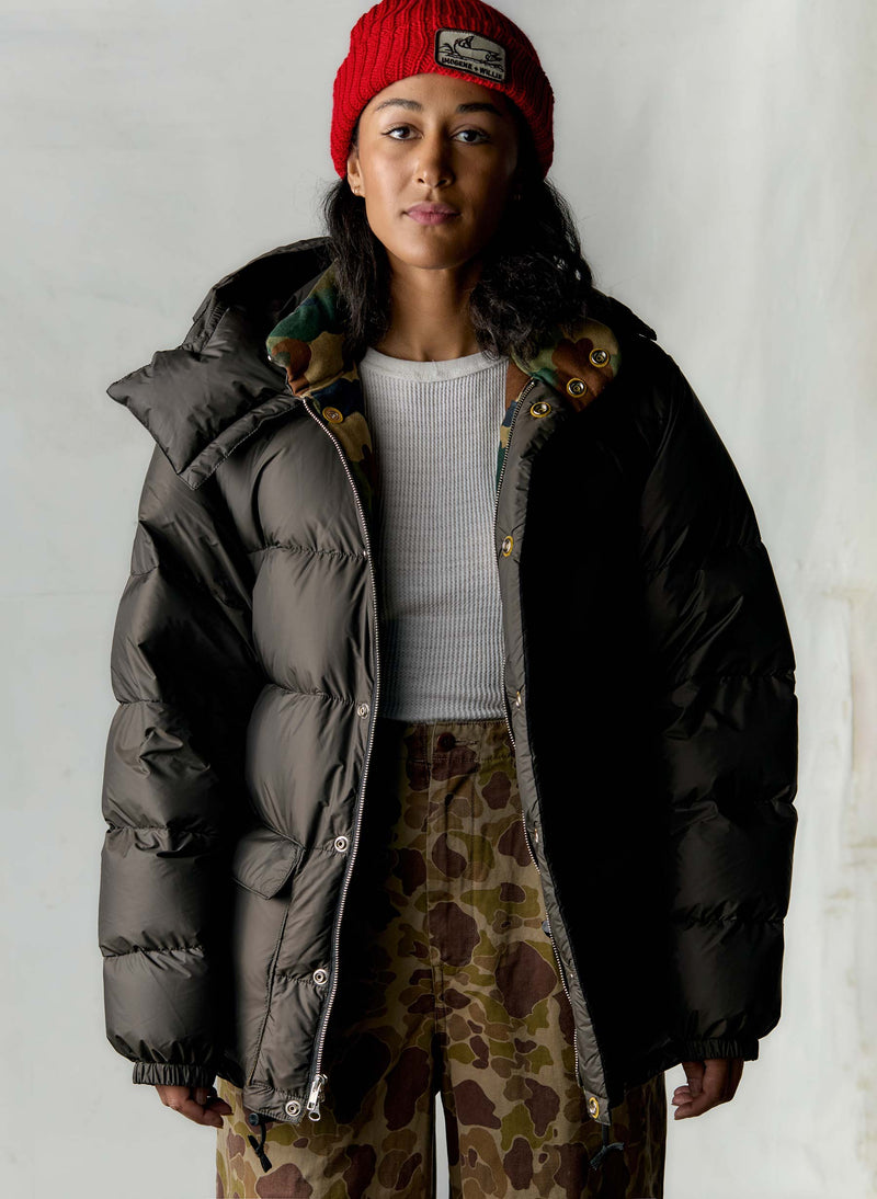 i+w x crescent down works camo lined parka