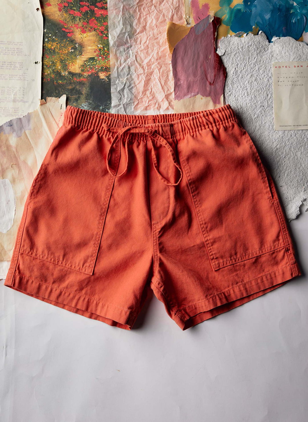 a pair of orange shorts