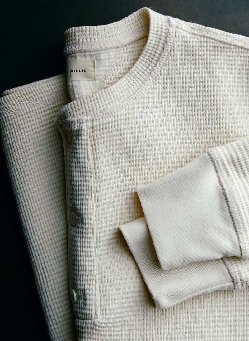 the knit waffle henley in vintage white